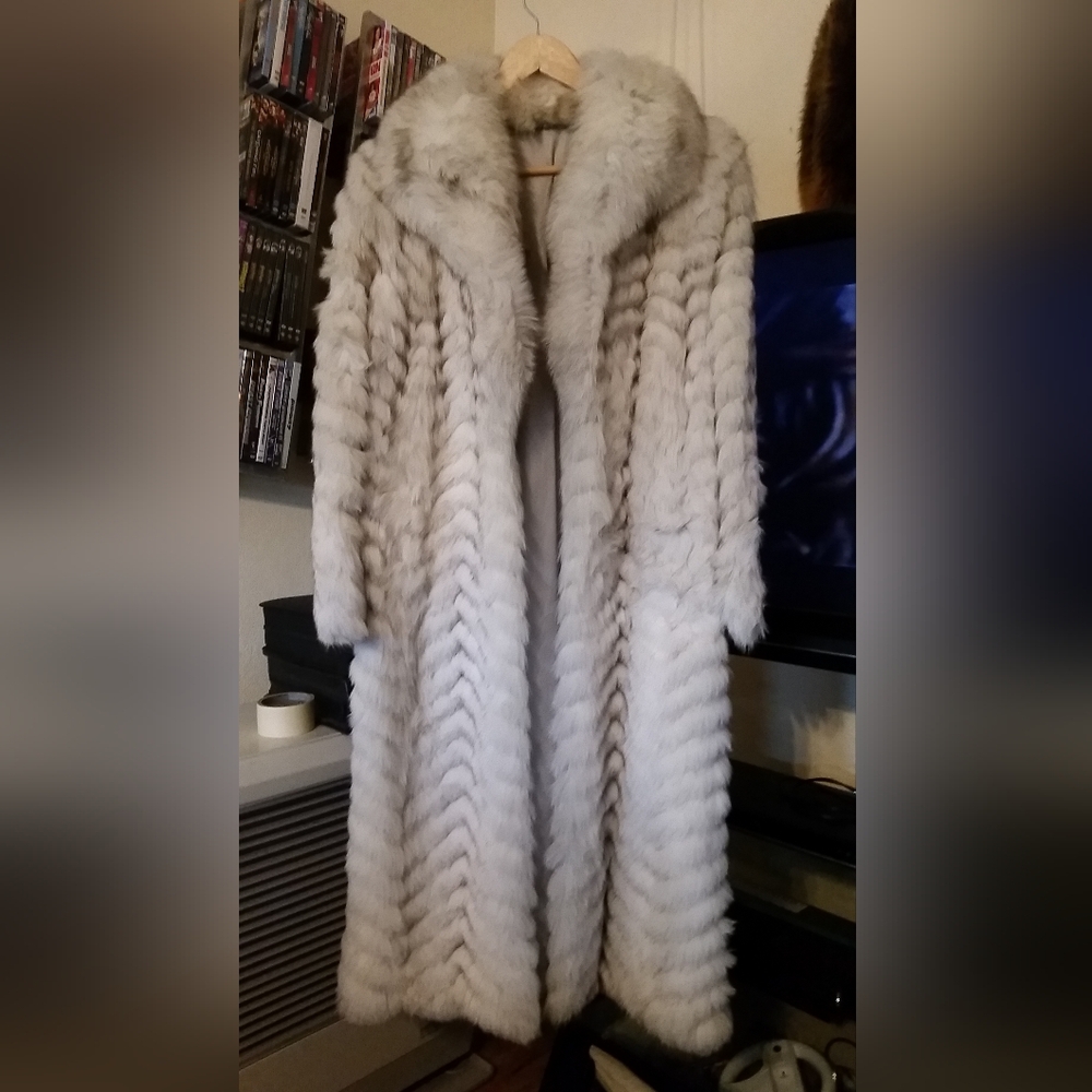Silver fox full length coat